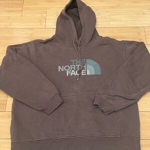 The North Face Brown Hooded Pullover with Blue Logo size M